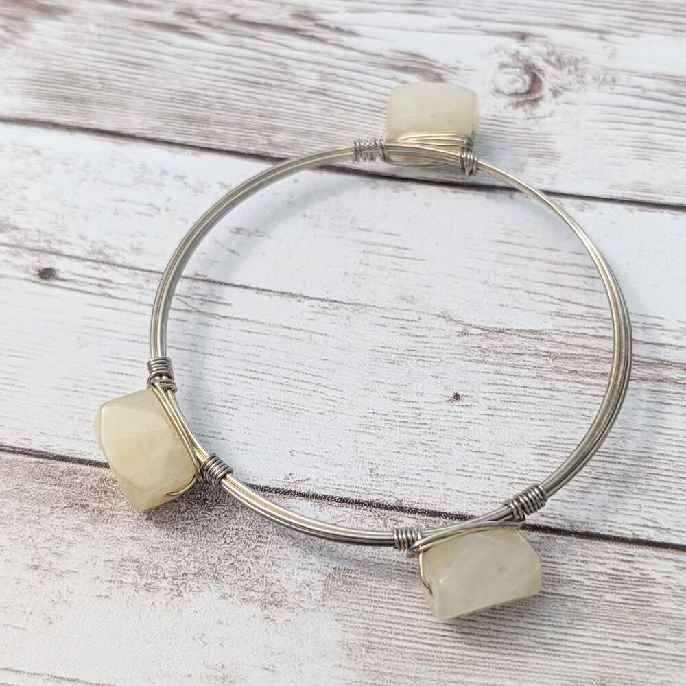 Bracelet / Bangle with Beige Beads